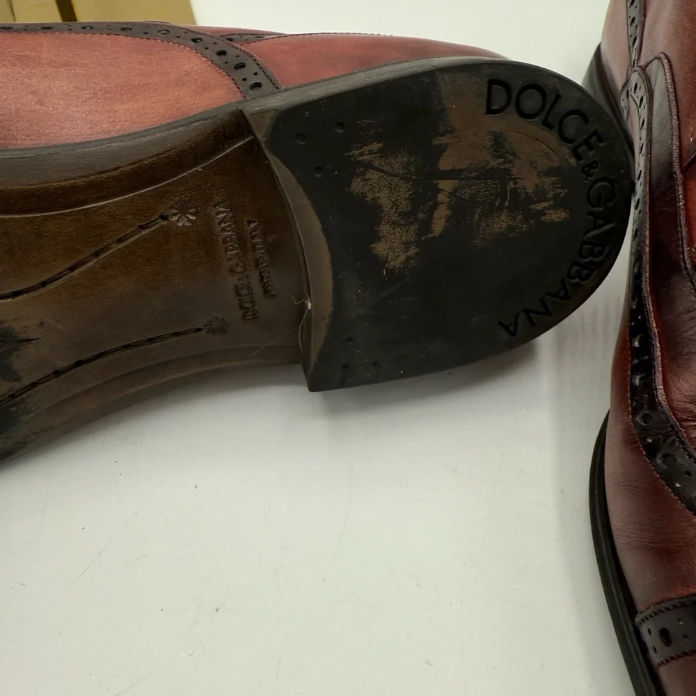Dolce & Gabbana Brown Leather Brogue‎ Lace Up Derby Shoes